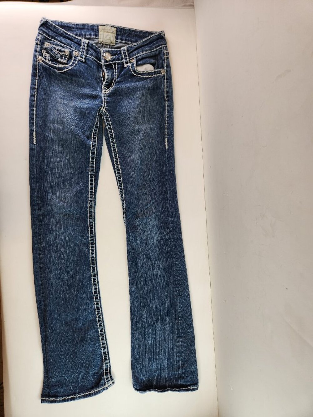 LA Idol Denim Jeans Womens Size 3 Factory Distressed Y2K